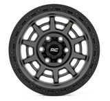 17x9 Rough Country 85 Series Wheel with 285/70/R17 Nitto Recon Grappler A/T Tire Set & NFC Pressure Sensor | 2001-2010 Chevy GMC Silverado Sierra 2500HD 3500 2WD/4WD