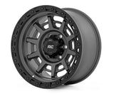 17x9 Rough Country 85 Series Wheel with 285/70/R17 Nitto Recon Grappler A/T Tire Set & NFC Pressure Sensor | 2001-2010 Chevy GMC Silverado Sierra 2500HD 3500 2WD/4WD