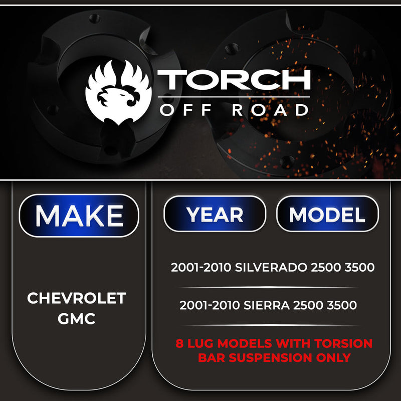 2001-2010 Chevy/GMC Silverado Sierra 2500 3500 3" Front Lift Kit Shock Extenders