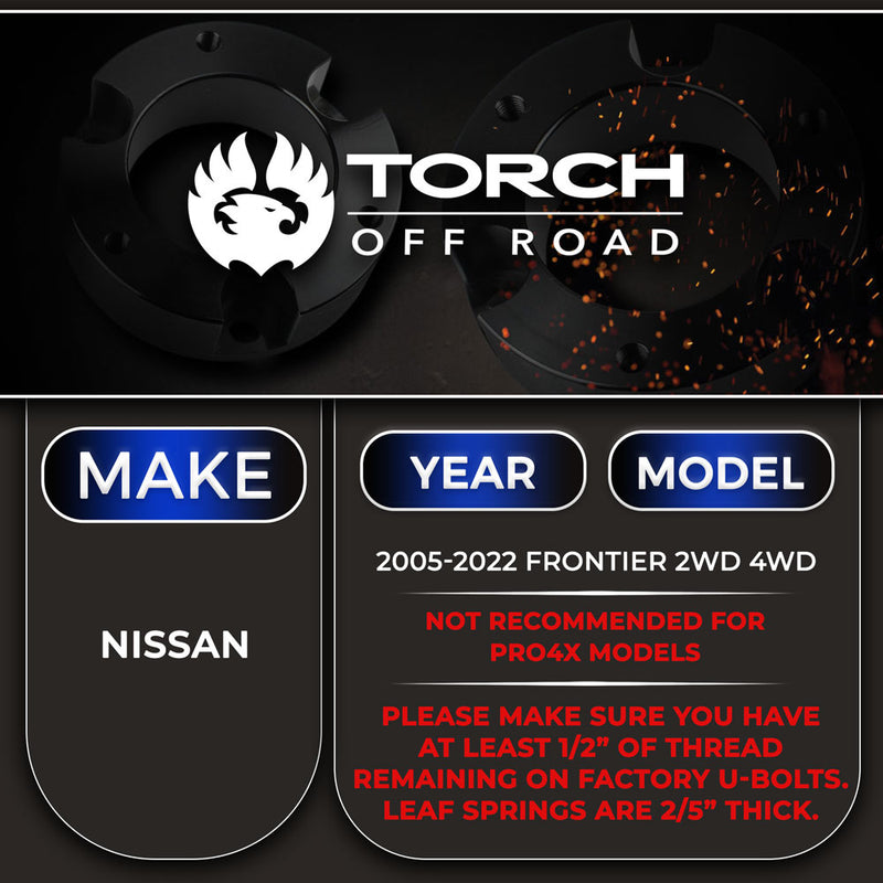 1.5"-2" Rear Add A Leaf Kit w/ 8.5" U-bolts for 2005-2022 Nissan Frontier 2WD 4WD