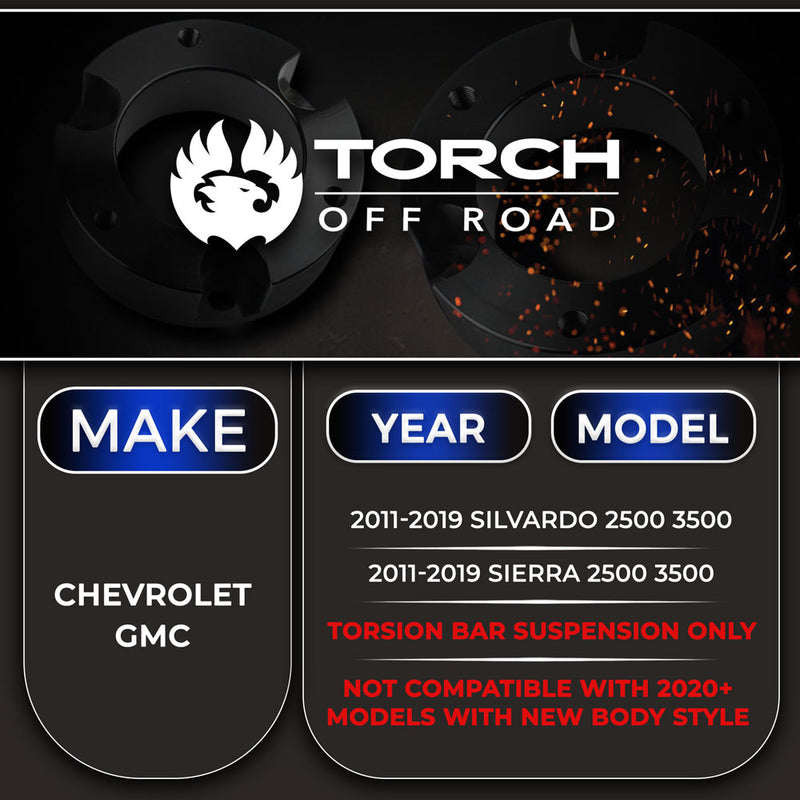 2011-2019 Silverado Sierra 2500 3500 3" Front Lift Kit Top Mount Shock Extenders and Tool