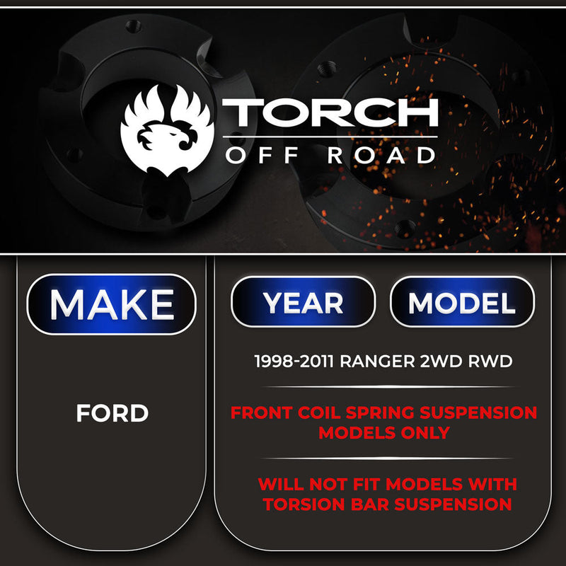 1998-2011 Ford Ranger 3" Front Lift Kit 2WD Models (Front Coil Spring Suspension)
