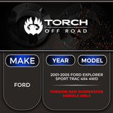 2001-2005 Ford Explorer Sport-Trac 4x4 4WD 3" Front Lift Kit w/ Extended Shocks (Torsion Suspension)