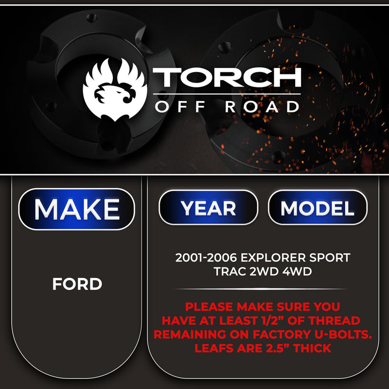 2001-2005 Ford Explorer Sport Trac 1.5"-2" Rear Lift Kit Add-A-Leaf 4X4 4WD