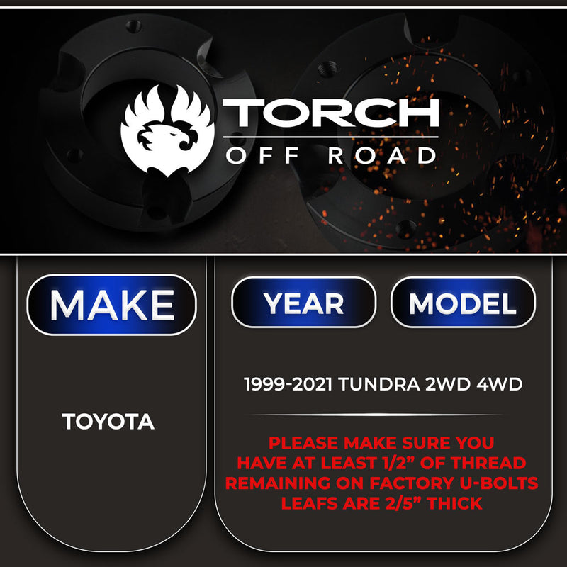 1.5"-2" Rear Add A Leaf Kit w/ 8.5" U-bolts for 1999-2021 Toyota Tundra 2WD 4WD